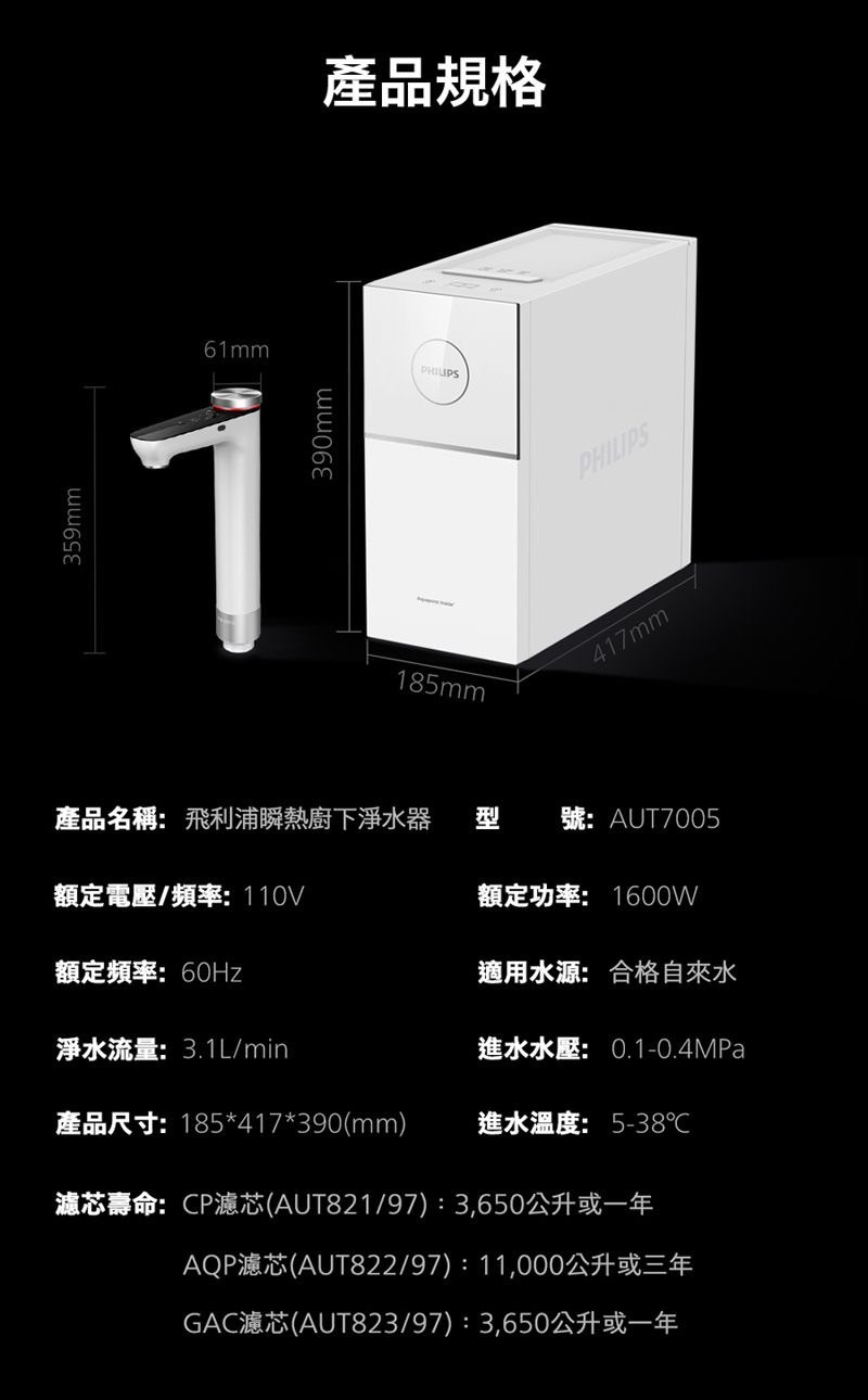Philips 飛利浦 RO 廚下型瞬熱淨水器(AUT7005)