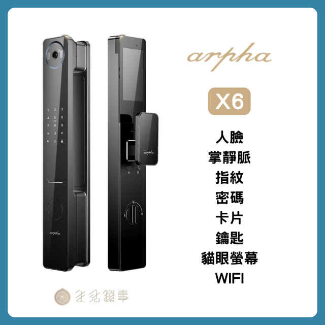 Arpha X6】AI掌靜脈+3D人臉電子鎖｜智慧貓眼遠端對講｜生活鎖事