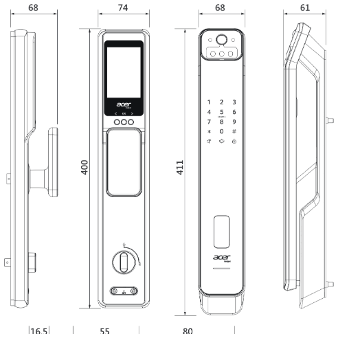 ACER ODL103 產品尺寸圖（單位 mm）