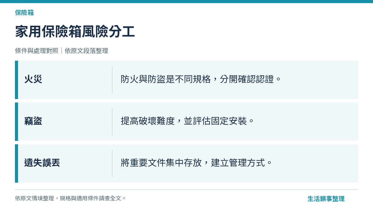 家用保險箱風險分工（保險箱）