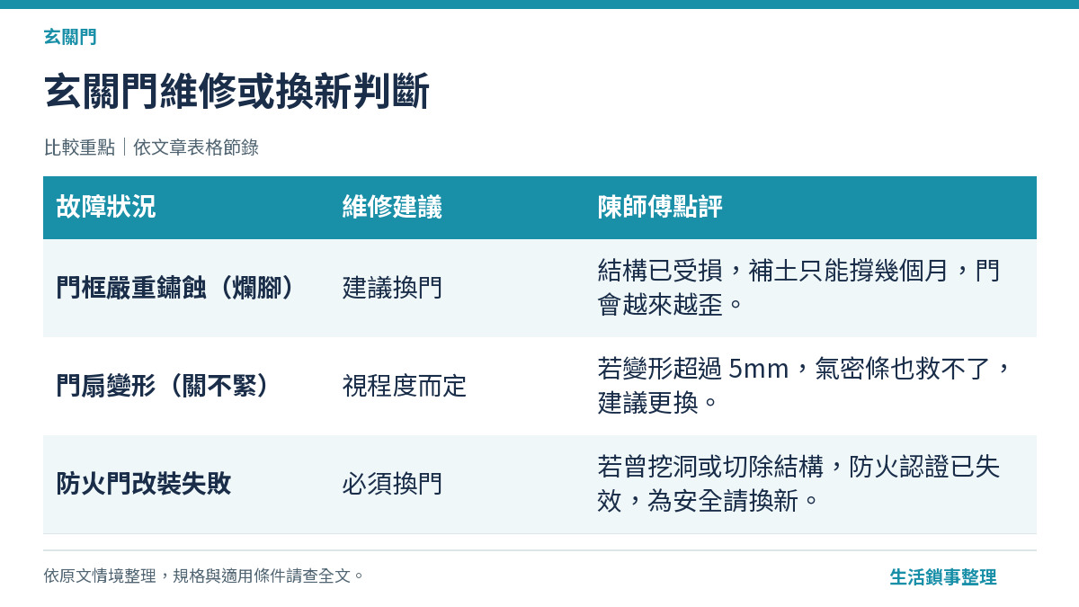 玄關門維修或換新判斷