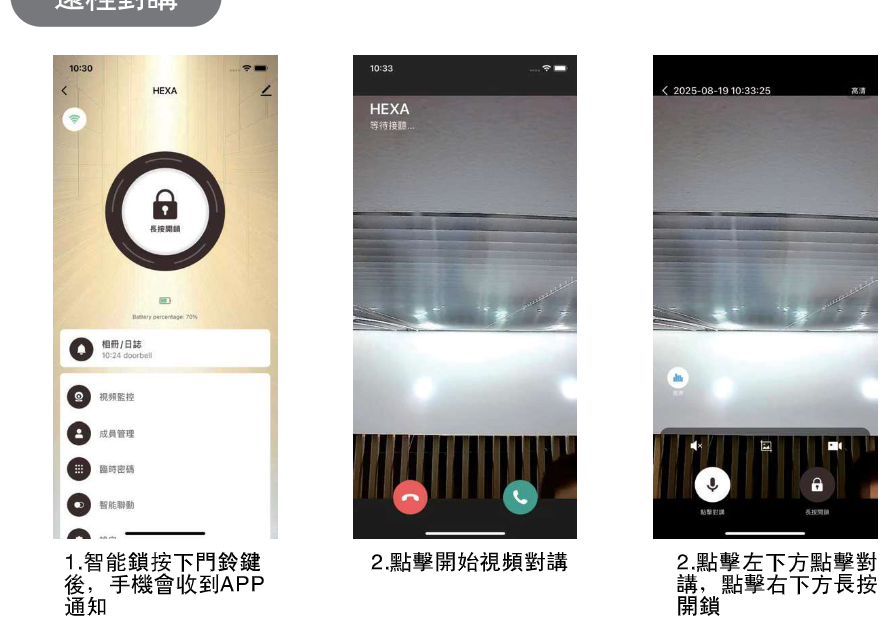 HEXA APP 遠程對講畫面