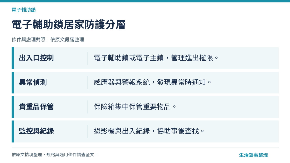 電子輔助鎖居家防護分層