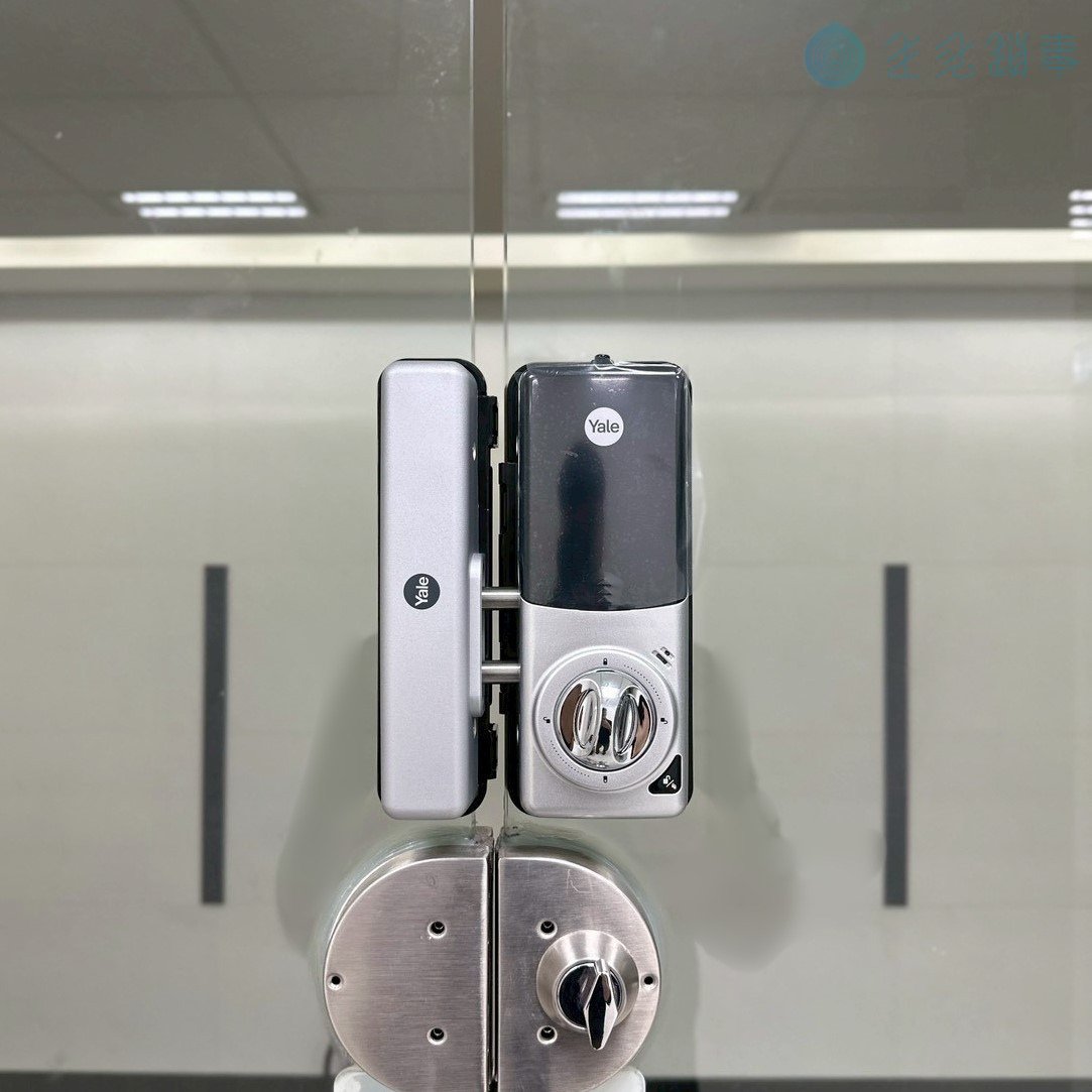 台中市西屯區電子鎖安裝實績｜Yale YDG413A 辦公大樓玻璃門 完工照