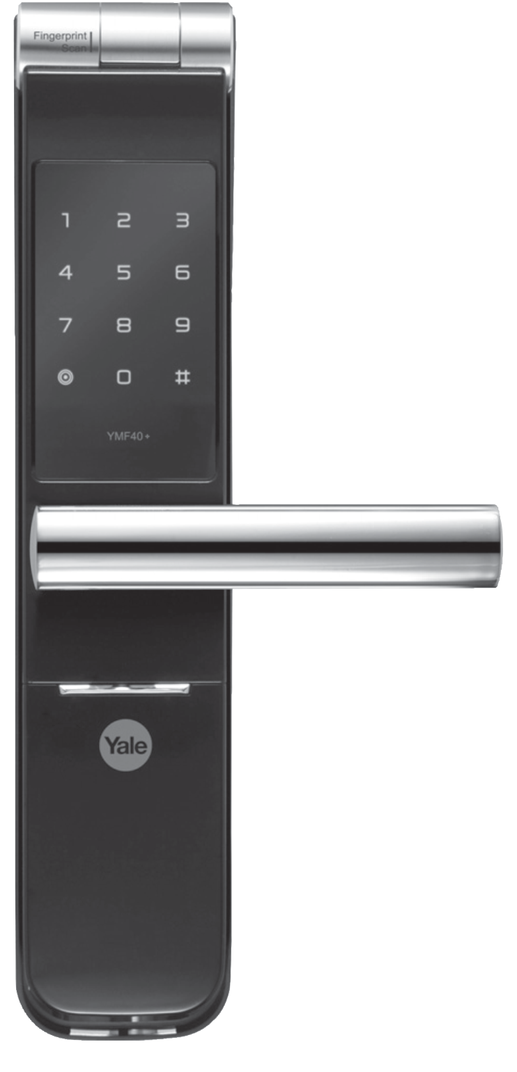 Yale YMF40A 前面板（頂部指紋滑蓋＋觸控鍵盤＋把手）